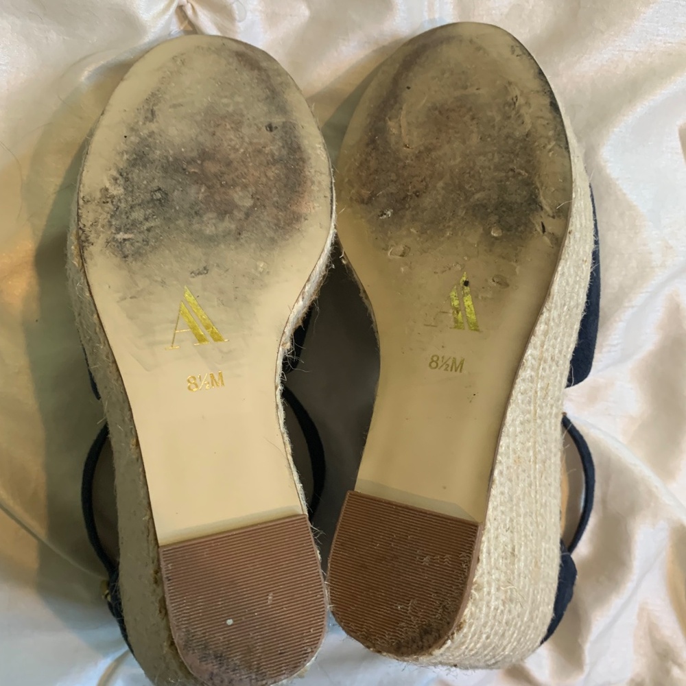 Ava & Aiden Blue Suede Leather Platform Wedge Sandals sz 8.5M - Picture 7 of 7